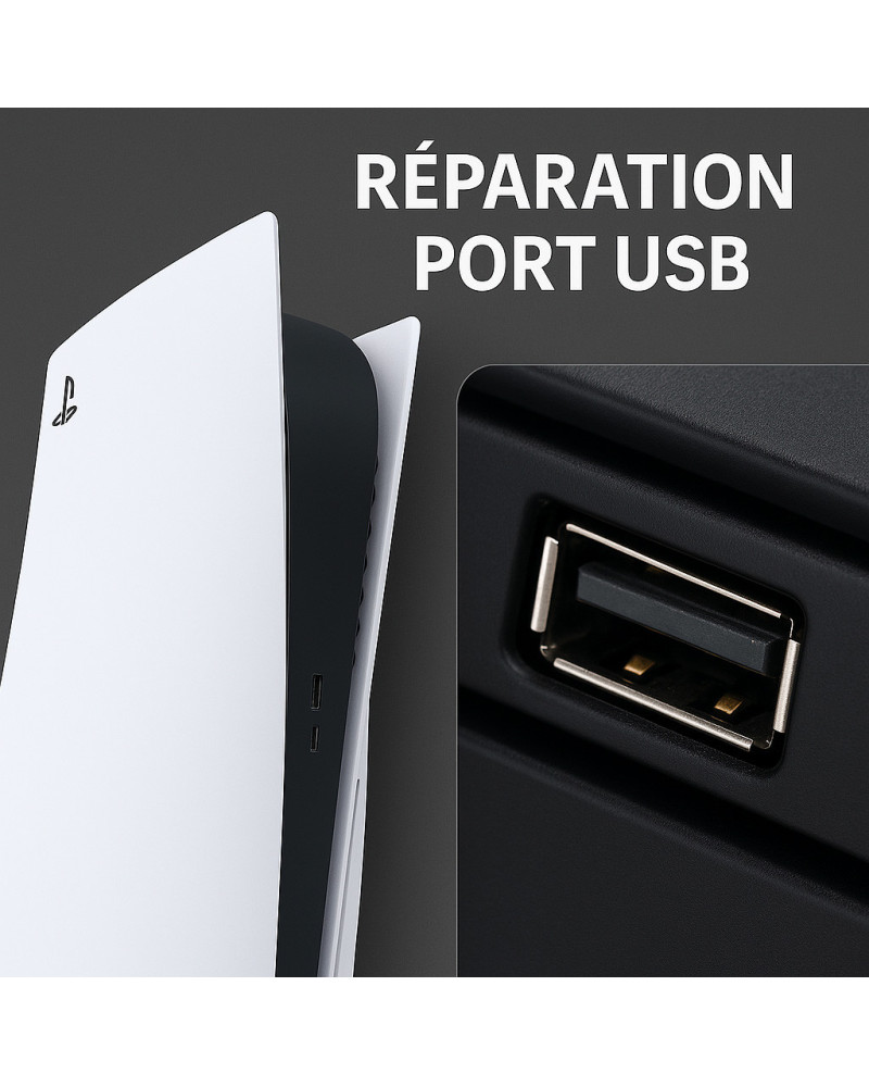 Réparation port USB PS5 – Connecteur avant/arrière endommagé | Phénix Game