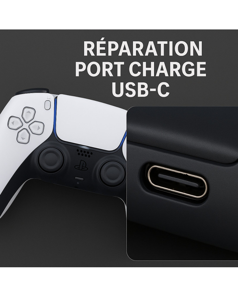 Réparation port USB-C manette DualSense PS5 – Charge impossible | Phénix Game